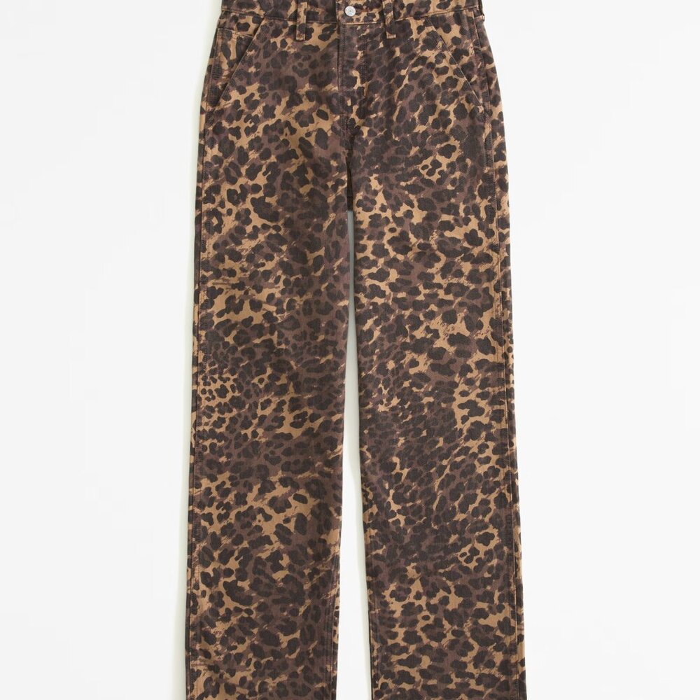 Abercrombie & Fitch Brown Leopard Print Cropped Jeans